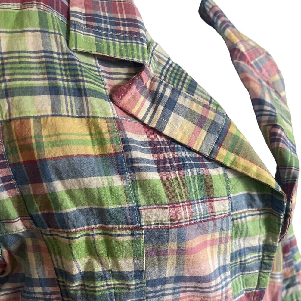 Lily Stanhope Blazer Quilted Plaid 3/4 Sleeve 100% Cotton Jacket Size 6